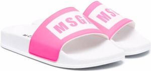 MSGM Kids logo-print slides Pink