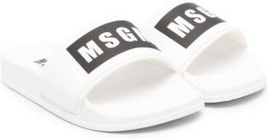 MSGM Kids logo-print slides White