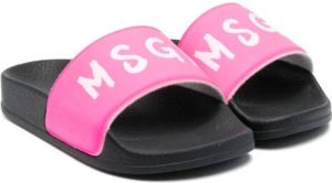 MSGM Kids logo-print slip-on slides Black