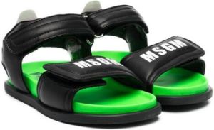 MSGM Kids logo-print touch-strap sandals Black