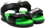 MSGM Kids logo-print touch-strap sandals Black - Thumbnail 1