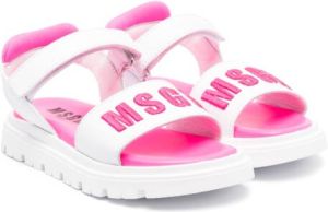 MSGM Kids logo-print touch-strap sandals White
