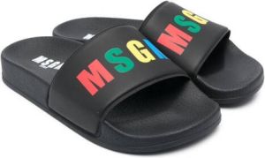 MSGM Kids multicolour logo-print slides Black