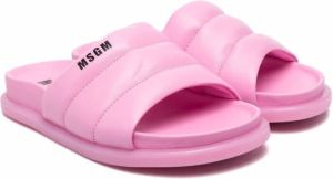 MSGM Kids padded logo-print slides Pink