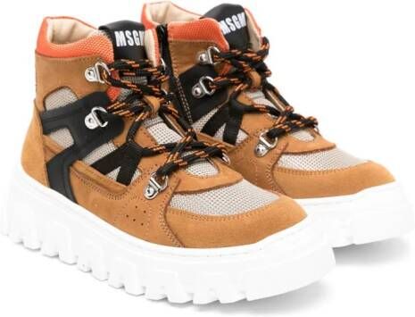 MSGM Kids panelled high-top sneakers Brown