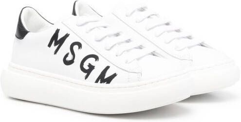 MSGM Kids side logo-print detail sneakers White