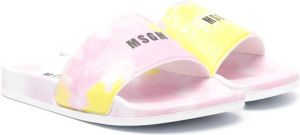 MSGM Kids tie dye-print slides Pink
