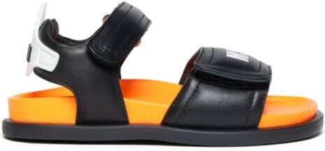 MSGM Kids touch-strap leather sandals Black