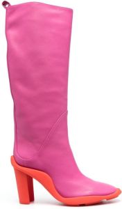 MSGM knee-high leather boots Pink