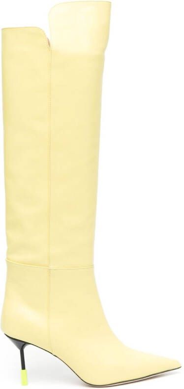MSGM knee-high leather boots Yellow
