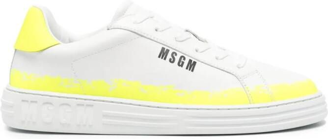 MSGM panelled leather sneakers White