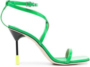 MSGM patent 100mm cross-strap sandals Green