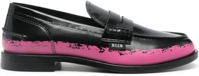 MSGM penny-slot leather loafers Black