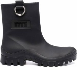 MSGM round-toe ankle leather boot Black