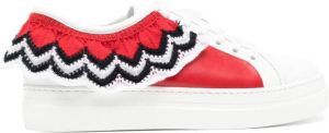 MSGM ruffle-detail lace-up sneakers White
