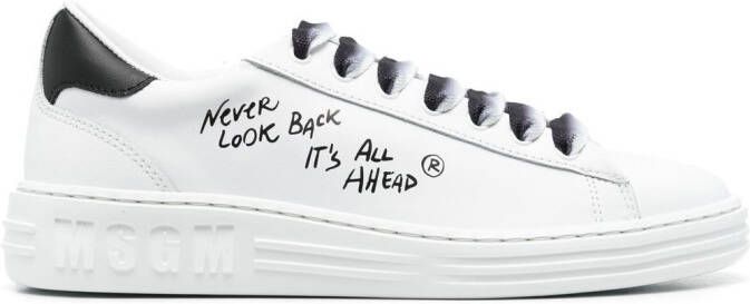 MSGM slogan-print leather sneakers White