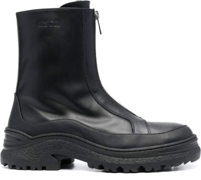 MSGM zip-fastening leather boots Black
