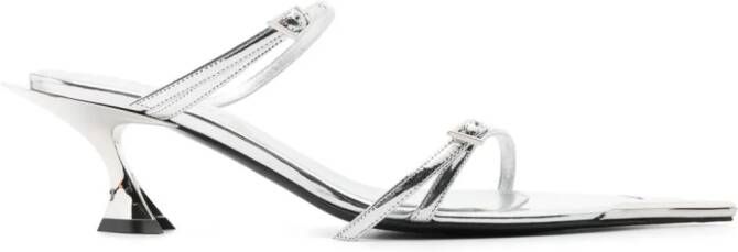 Mugler 55mm metallic leather sandals Silver