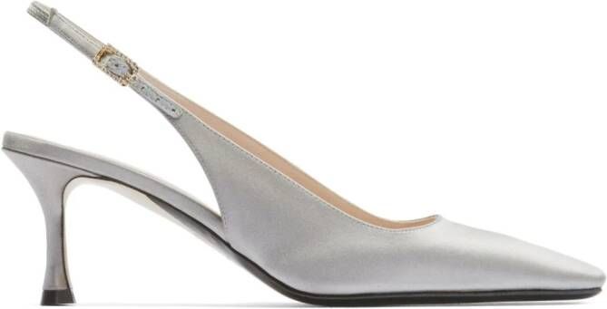 Nº21 60mm satin-finish slingback pumps Grey