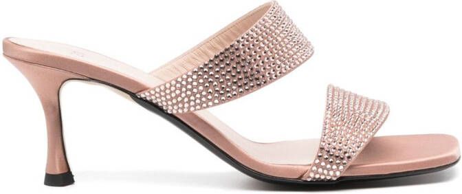 Nº21 70mm rhinestone-embellished calf-leather mules Pink