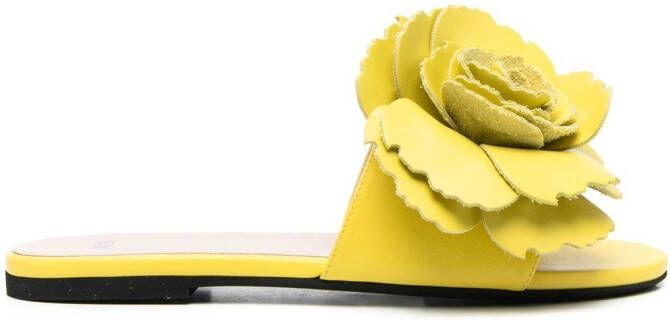 Nº21 floral-appliqué flat sandals Yellow
