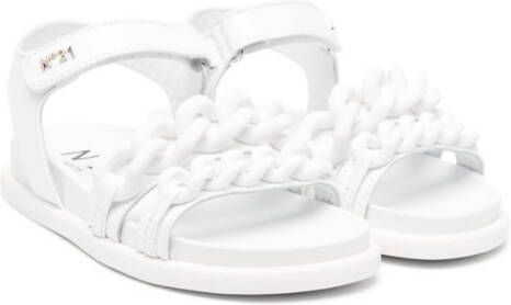 Nº21 Kids chain-link leather sandals White