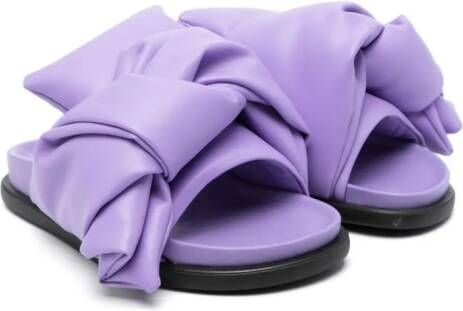 Nº21 Kids knot-detail leather slides Purple