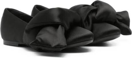 Nº21 Kids knot-detail satin ballerina shoes Black