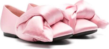 Nº21 Kids knot-detail satin ballerina shoes Pink