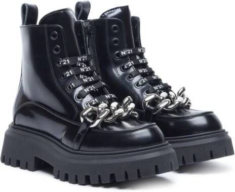 Nº21 Kids lace-up ankle boots Black