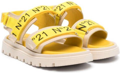 Nº21 Kids logo-print flat sandals Yellow