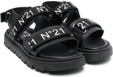 Nº21 Kids logo-print strap sandals Black