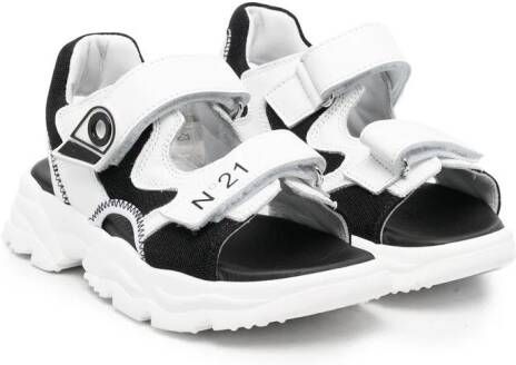 Nº21 Kids logo touch-strap sandals Black