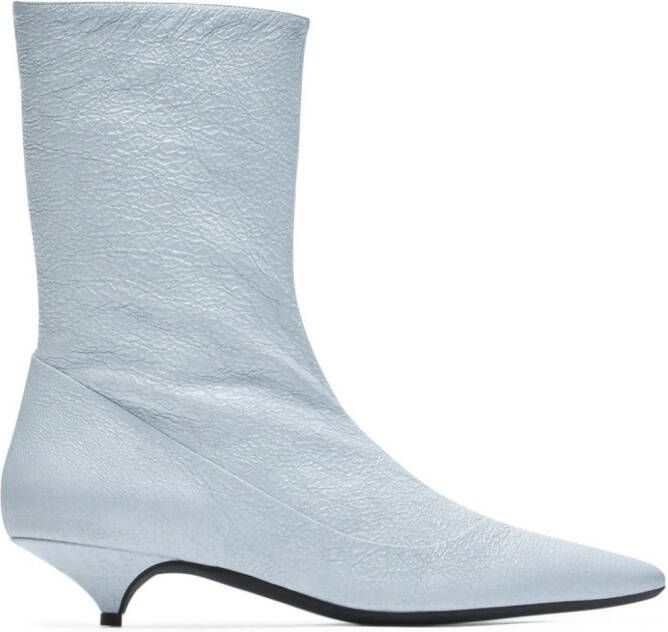 Nº21 textured-leather ankle boots White