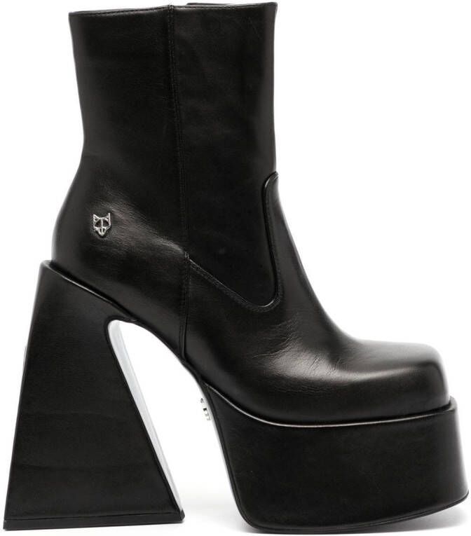NAKED WOLFE Jane leather platform boots Black