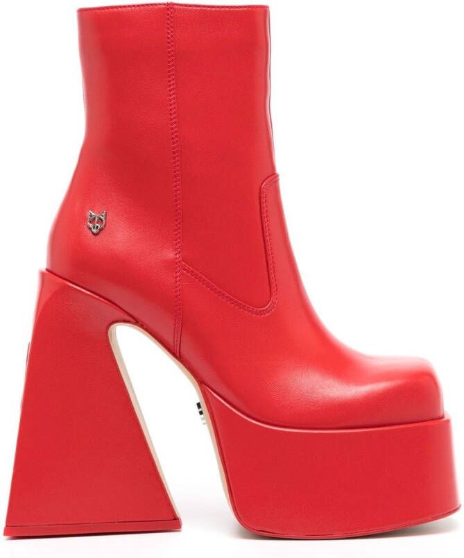 NAKED WOLFE Jane leather platform boots Red