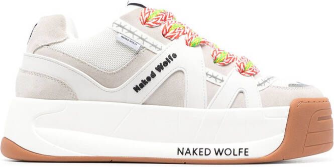 NAKED WOLFE Slide platform sneakers White