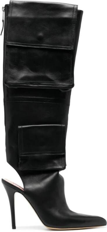 Natasha Zinko 115mm cargo leather boots Black