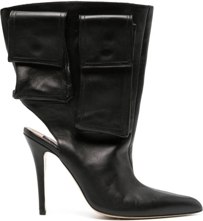 Natasha Zinko 125mm cargo cut-out ankle boots Black