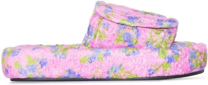 Natasha Zinko floral-embroidered slides Pink