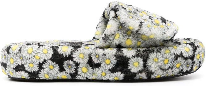 Natasha Zinko floral-print platform slides Black