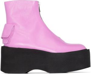 Natasha Zinko zip-front 80mm platform boots Pink