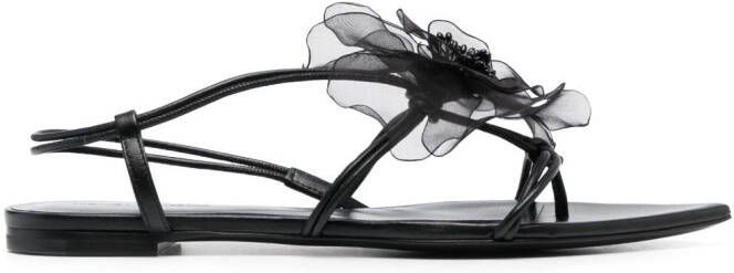 Nensi Dojaka faux-flower leather sandals Black
