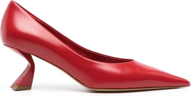 Nensi Dojaka slanted heel 65mm leather pumps Red