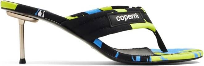 Coperni 90mm graphic-print thong-strap sandals Black