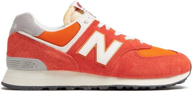 New Balance 574 colour-block suede sneakers Orange