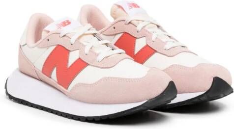 New Balance Kids colour-block panelled leather sneakers Pink