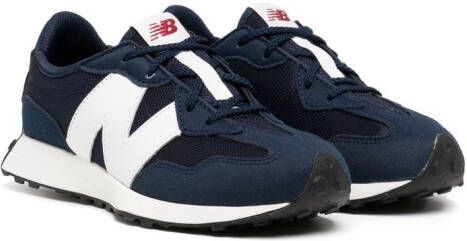 New Balance Kids logo-patch leather sneakers Blue