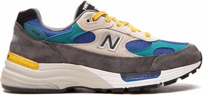 New Balance 992 "Grey Blue Teal Yellow" low-top sneakers