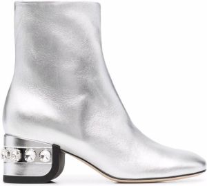 Nicholas Kirkwood JJ crystal-embellished 55mm ankle boots Silver